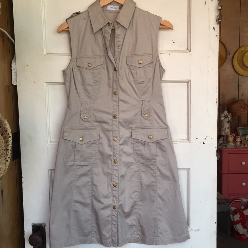 Calvin Klein tan sleeveless dress size 8